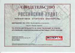 Свидетельство Эксперт РА за 2008 год